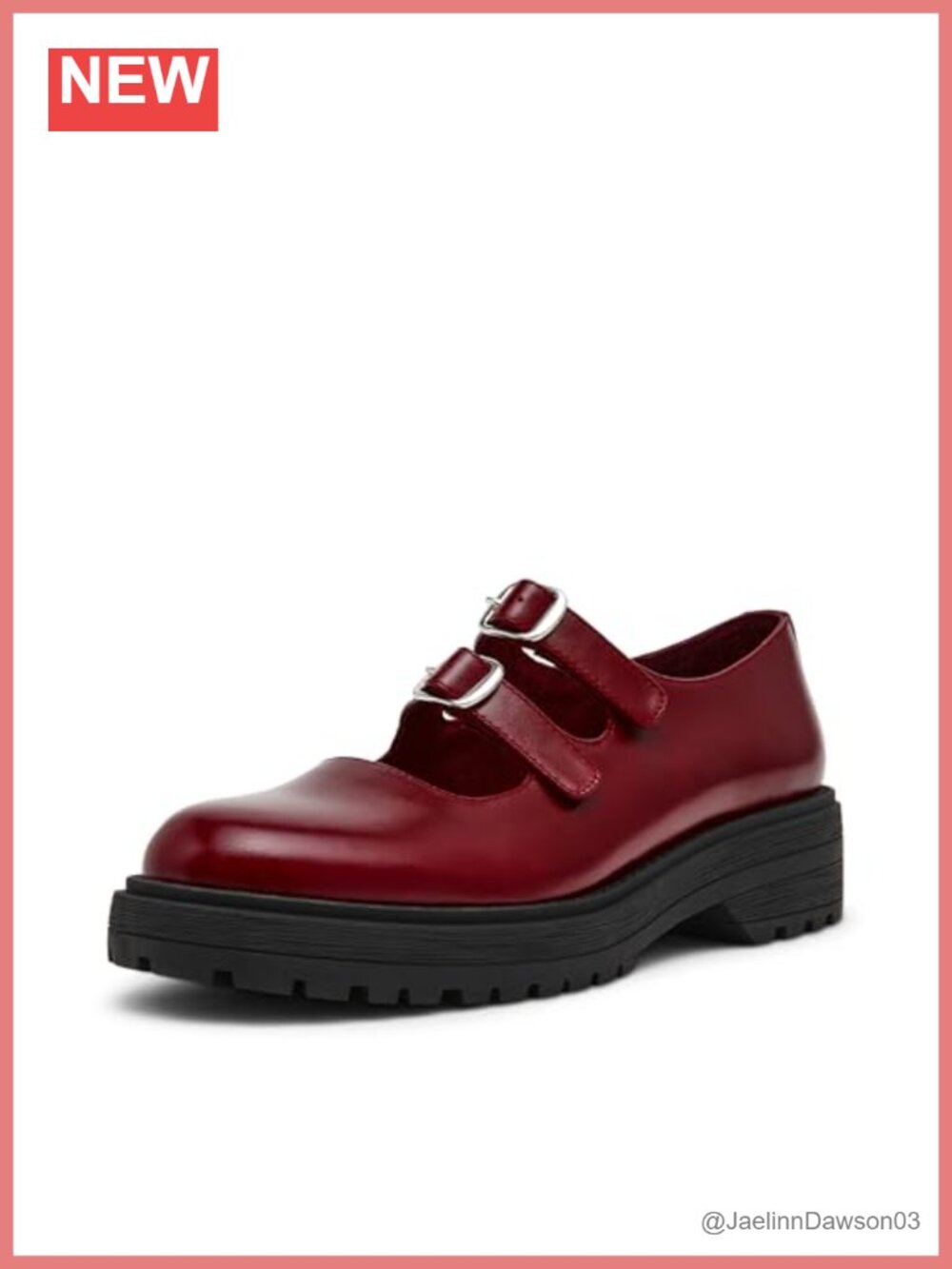 Leather Loafer with Buckle, Round Toe, Block Heel, Casual